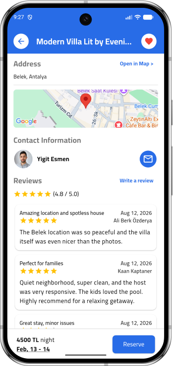 Address & Contact — Akdeniz Evim - Real Estate Mobile App