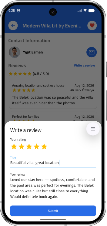 Write a Review — Akdeniz Evim - Real Estate Mobile App