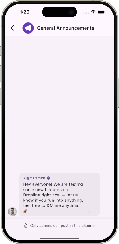 General Announcements — Dropline — Real-Time Messaging App